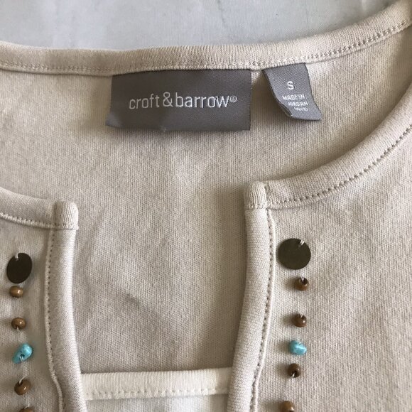 Croft And Barrow Tank Top Beaded V Neck Size Small Boho Western - Picture 6 of 9